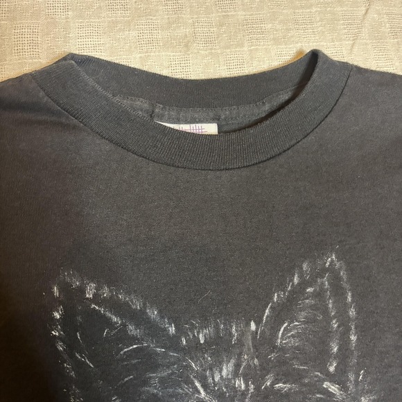 Vintage Wolf Shirt Mens XL Black Hand Painted Single Stitch Tee USA 90s - Picture 5 of 11